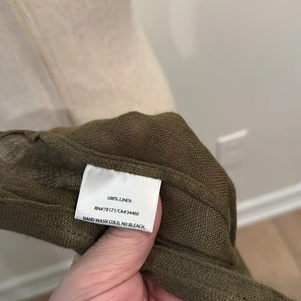 EILEEN FISHER LINEN LONG SLEEVE TUNIC SMALL OLIVE GREEN  KEY HILE
FRONT - Picture 8 of 8